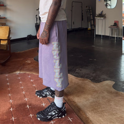 Purple graphic sweatpants
